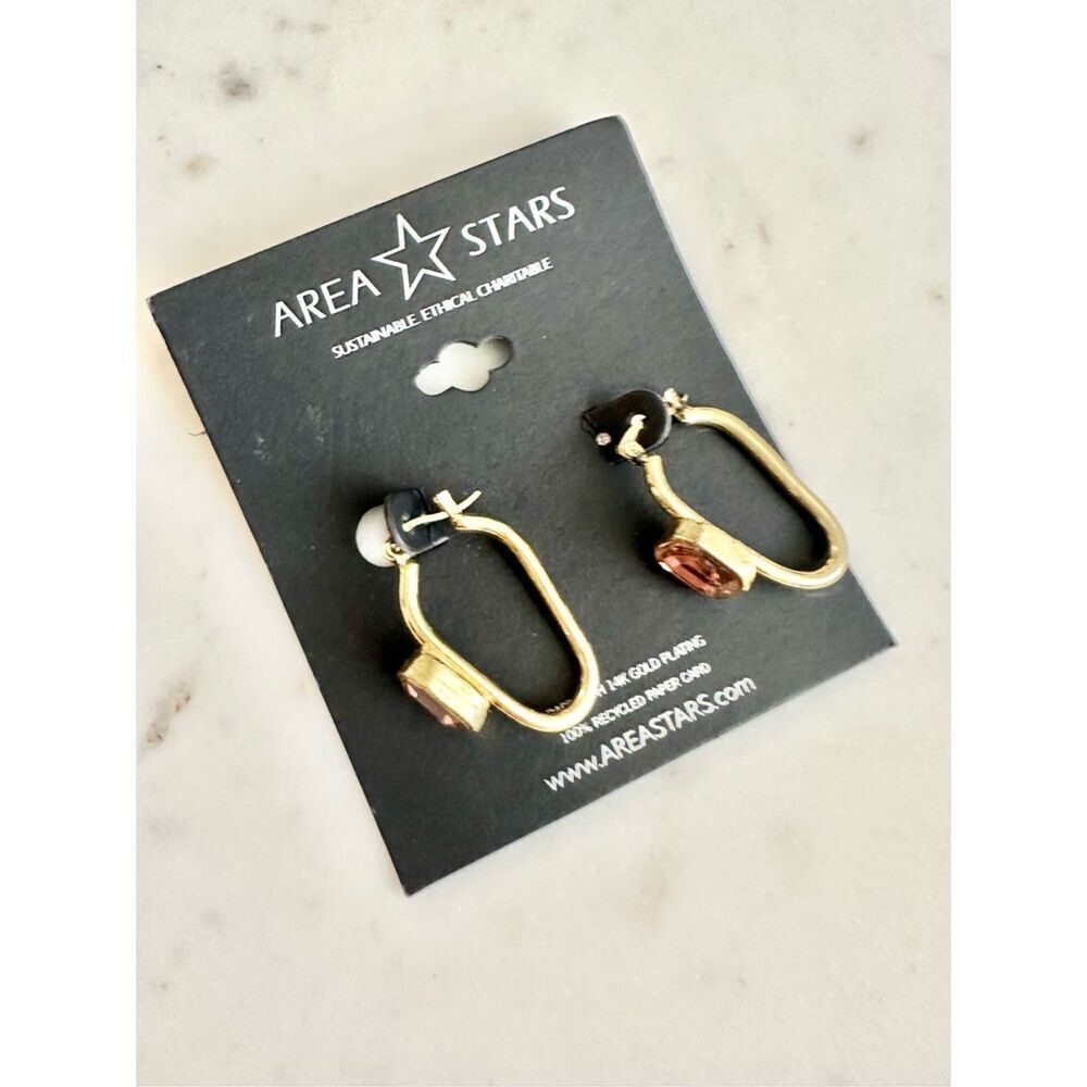 Area Star rhinestone gold hoop gold and rose gold dangle earrings